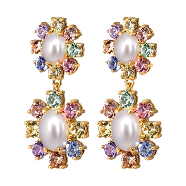 Dyrberg Kern Lina Gold Earrings - Multi Pastel/White Pearl